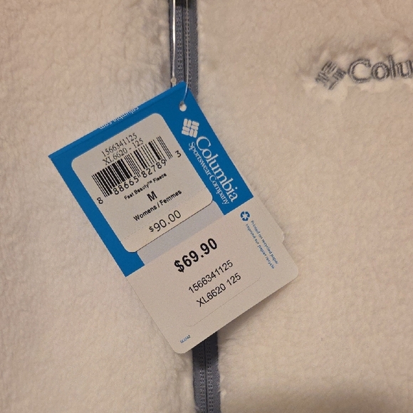 Columbia Fleece Jacket in White and Gray BRAND NEW WITH TAGS - Picture 2 of 5